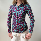 Italian Purple Geometric Fitted Button Down