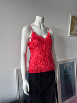 Intuitions Red Crinkle Tank Top Sz L