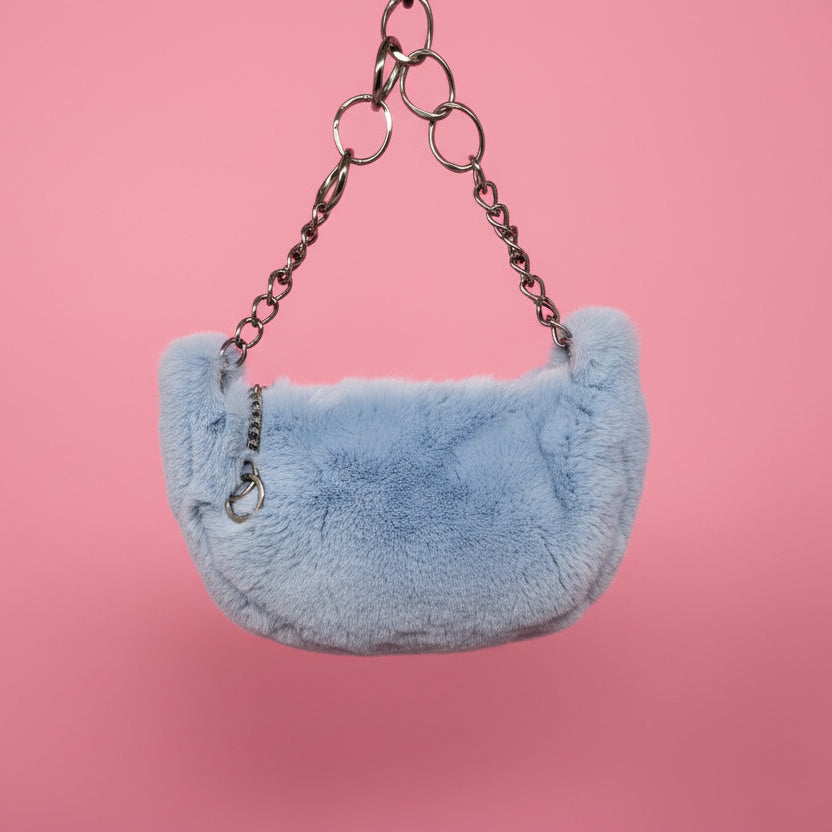 Chanel Blue Furry Evening Bag