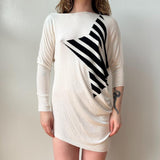 Italian BW Star Striped Print Slouchy Mini Dress