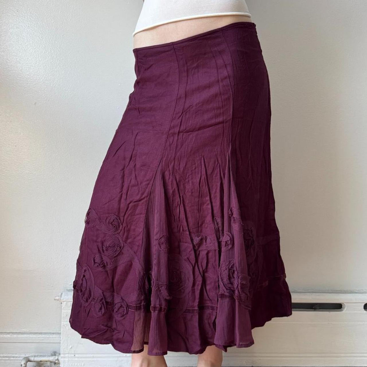Italian Plum Fairy Ruffled Midi Skirt