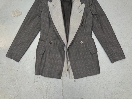 MOSCHINO Couture Deconstructed Gray and Pin Stripe Blazer