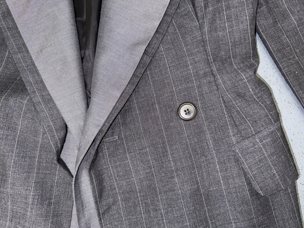 MOSCHINO Couture Deconstructed Gray and Pin Stripe Blazer