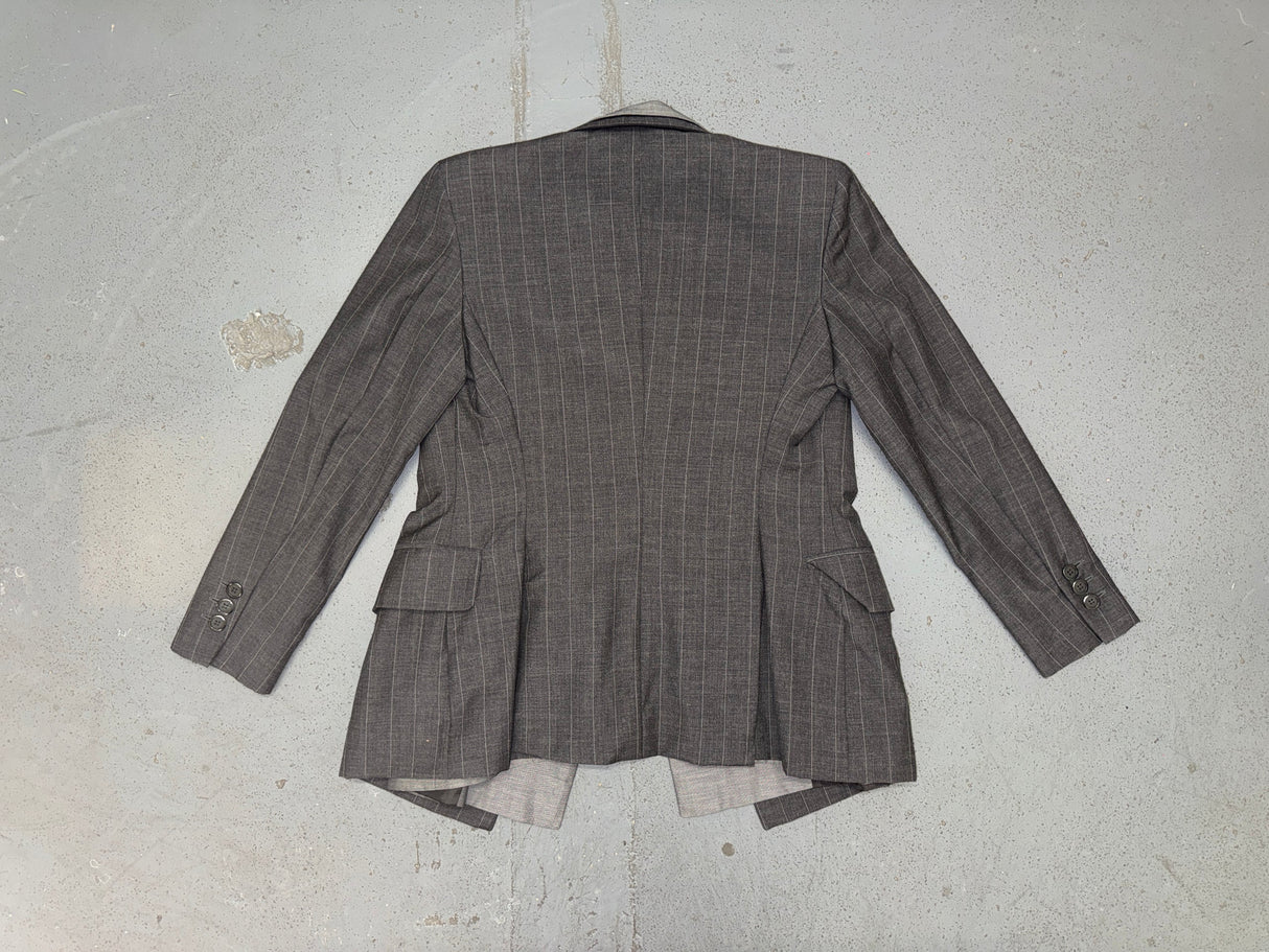 MOSCHINO Couture Deconstructed Gray and Pin Stripe Blazer