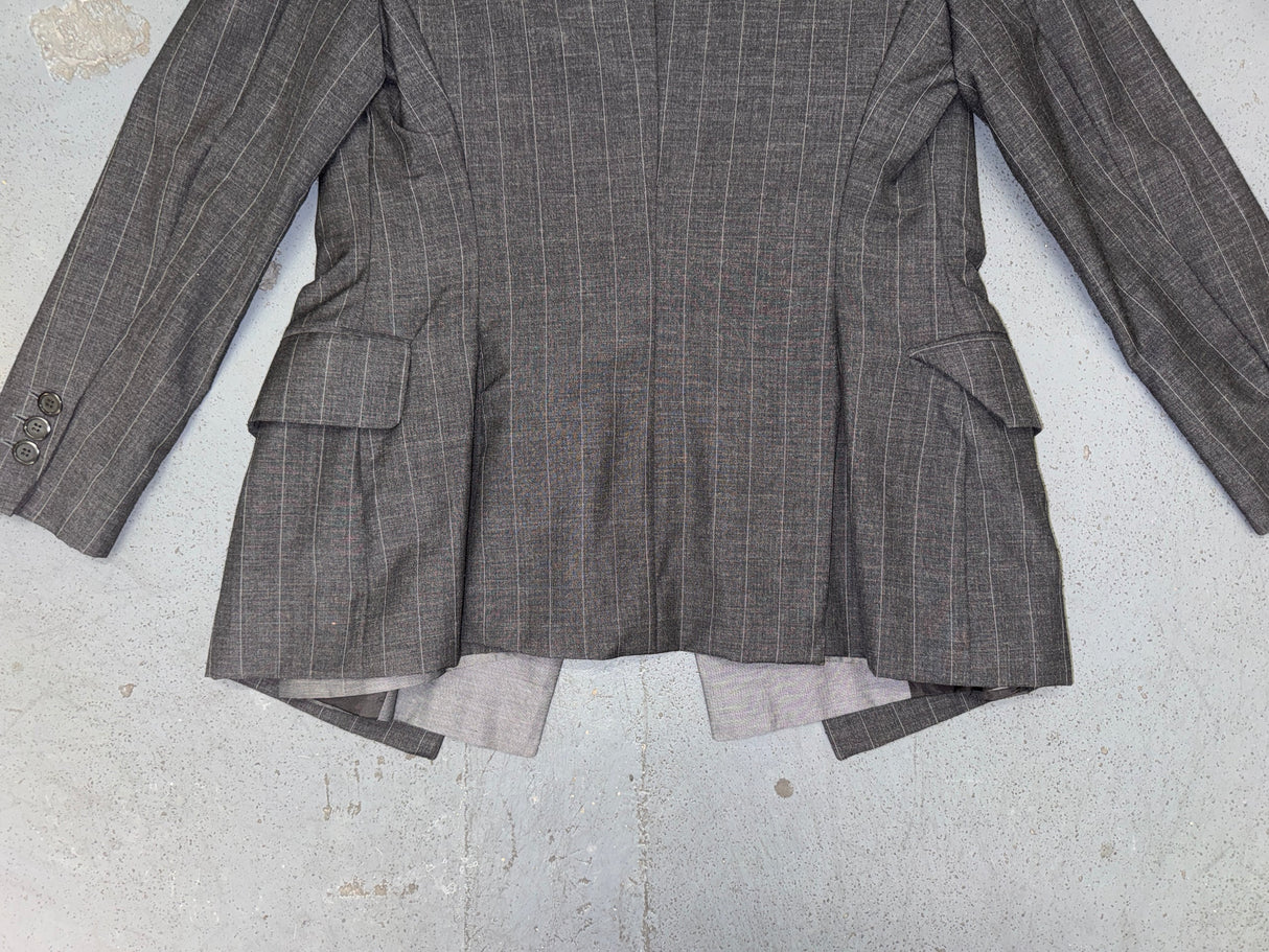 MOSCHINO Couture Deconstructed Gray and Pin Stripe Blazer