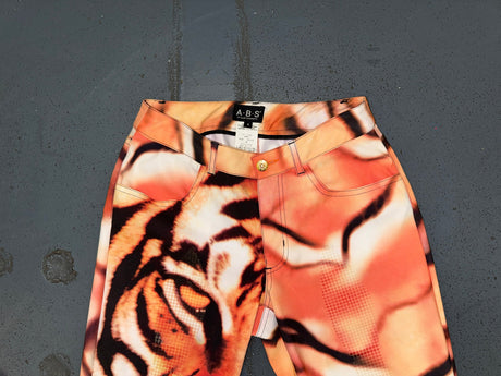 Tiger Print Sequin Flare Pants