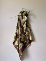 Green printed Upcycled tie top