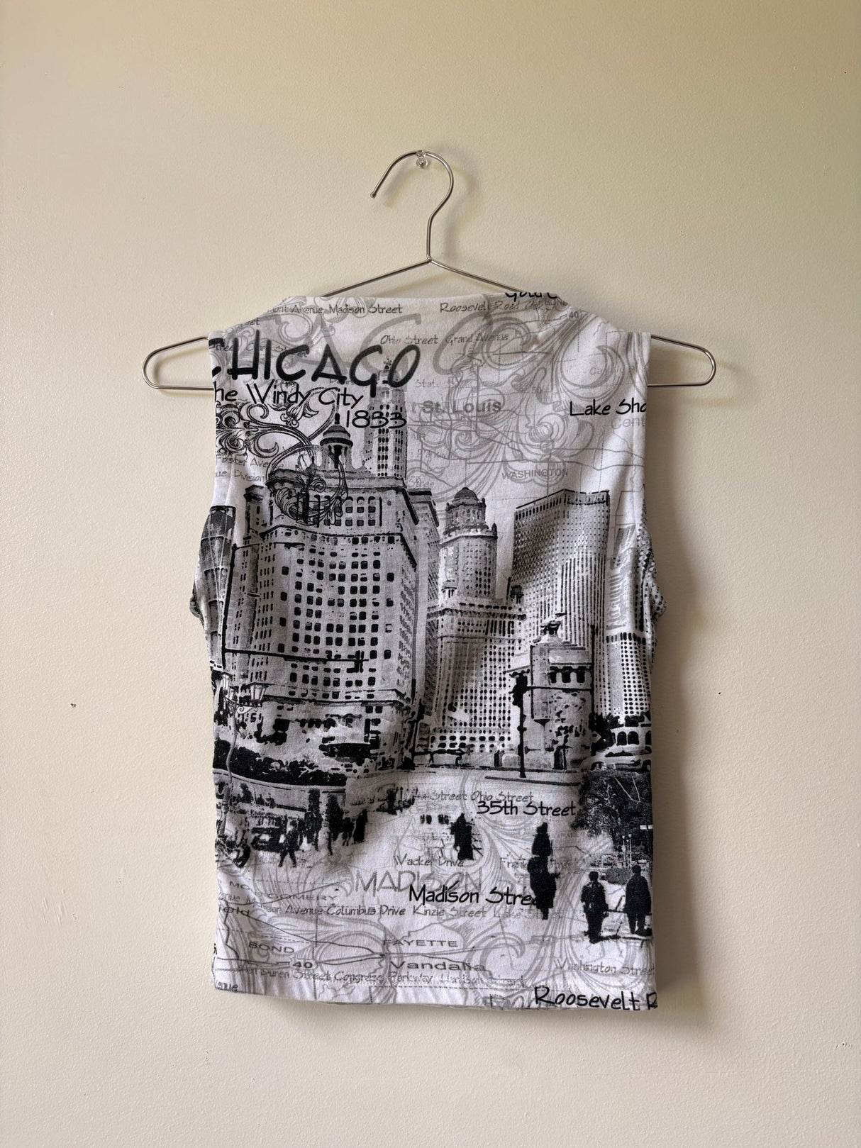 Gazette print upcycled vintage top