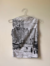 Gazette print upcycled vintage top