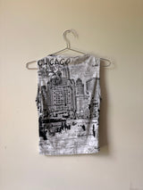 Gazette print upcycled vintage top