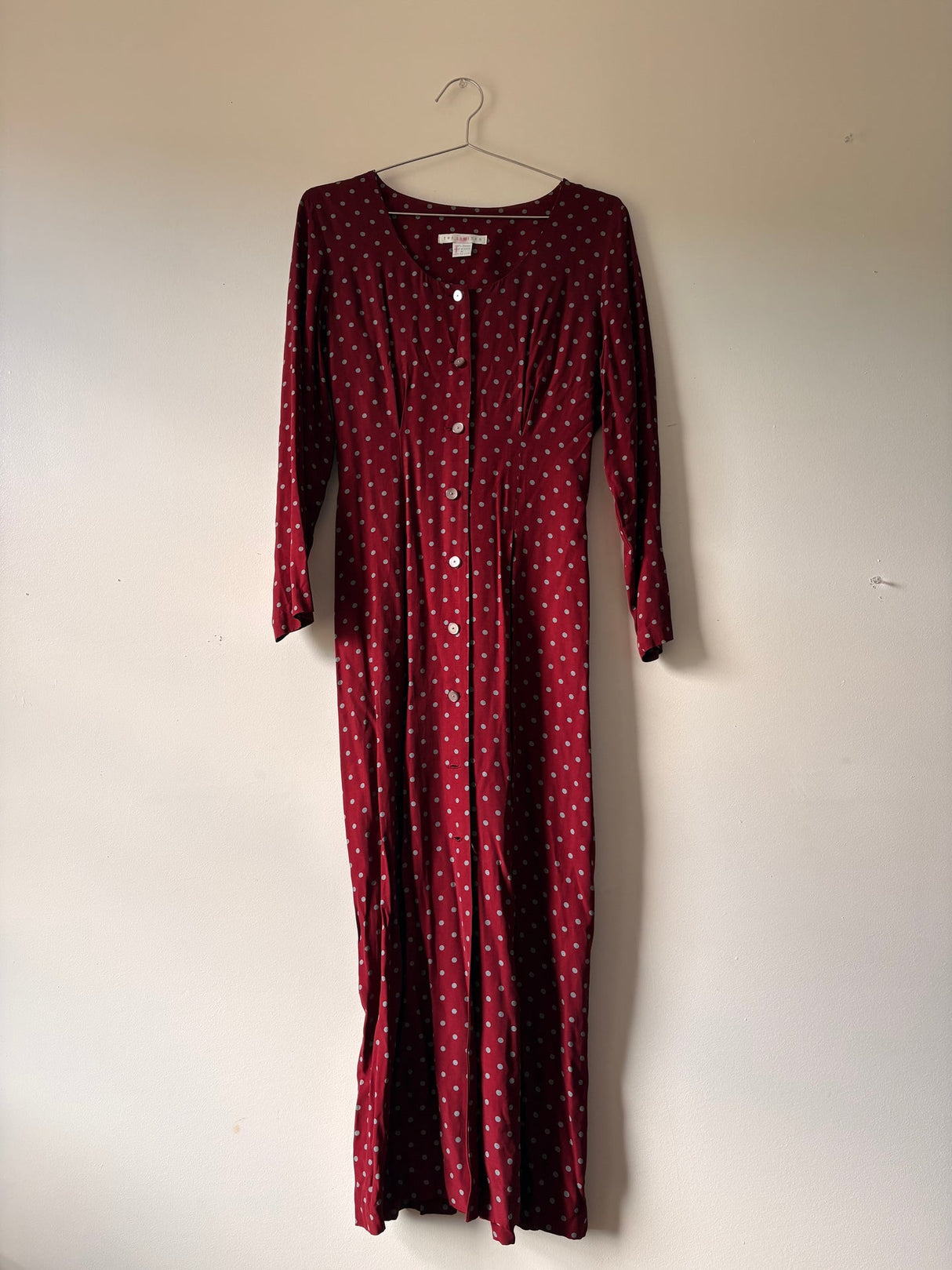 Red Polka dot vintage button down dress
