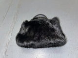 Black Rabbit Fur Bag with Pom Poms