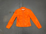 WILSON'S LEATHER Orange Ruched Leather Jacket