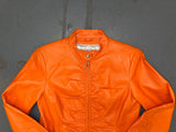 WILSON'S LEATHER Orange Ruched Leather Jacket