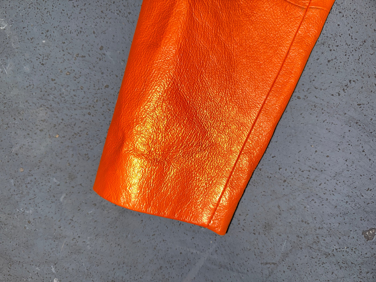 WILSON'S LEATHER Orange Ruched Leather Jacket