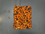 JUST CAVALLI Orange/Black Animal Print Denim Midi Skirt