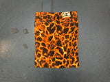 JUST CAVALLI Orange/Black Animal Print Denim Midi Skirt