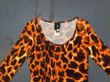 JUST CAVALLI Orange & Black Animal Print 3/4 Sleeve Top