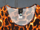 JUST CAVALLI Orange & Black Animal Print 3/4 Sleeve Top