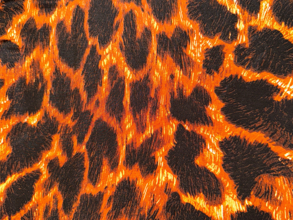 JUST CAVALLI Orange & Black Animal Print 3/4 Sleeve Top