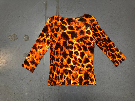JUST CAVALLI Orange & Black Animal Print 3/4 Sleeve Top