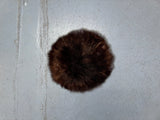 Mink Fur Pillbox Hat with Black Leather Trim