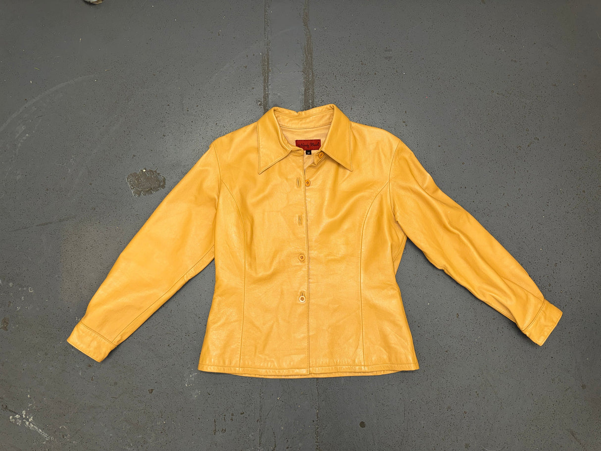 NICOLA BERTI Caramel Brown Leather Shirt Jacket