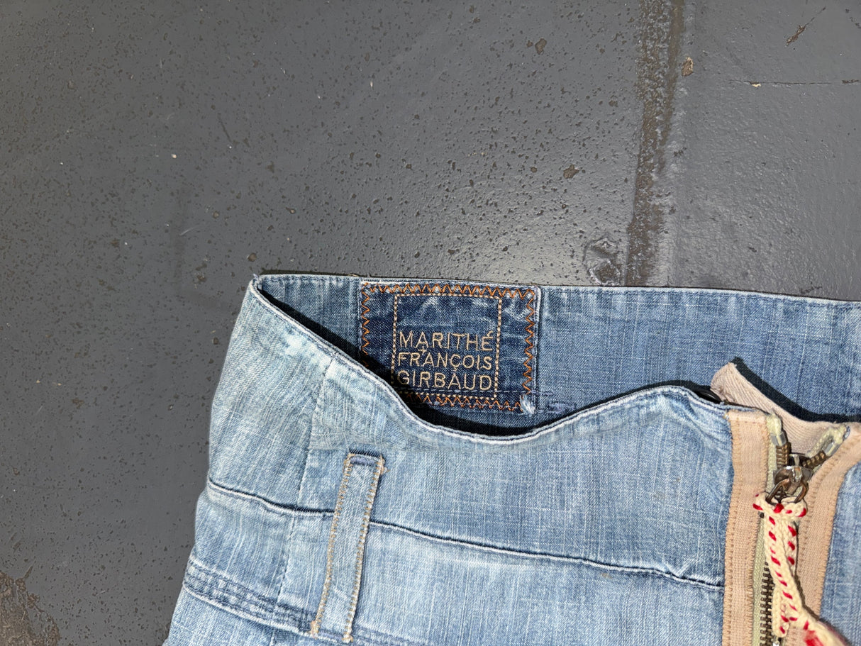 MARITHE FRANCOIS GIRBAUD Light Blue Denim Cargo Midi Skirt