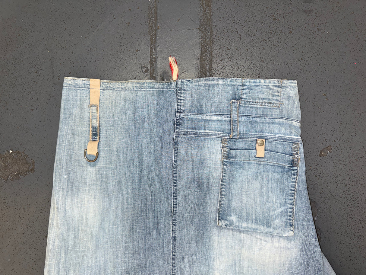 MARITHE FRANCOIS GIRBAUD Light Blue Denim Cargo Midi Skirt