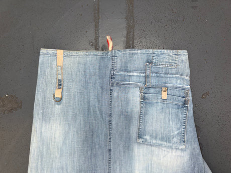 MARITHE FRANCOIS GIRBAUD Light Blue Denim Cargo Midi Skirt