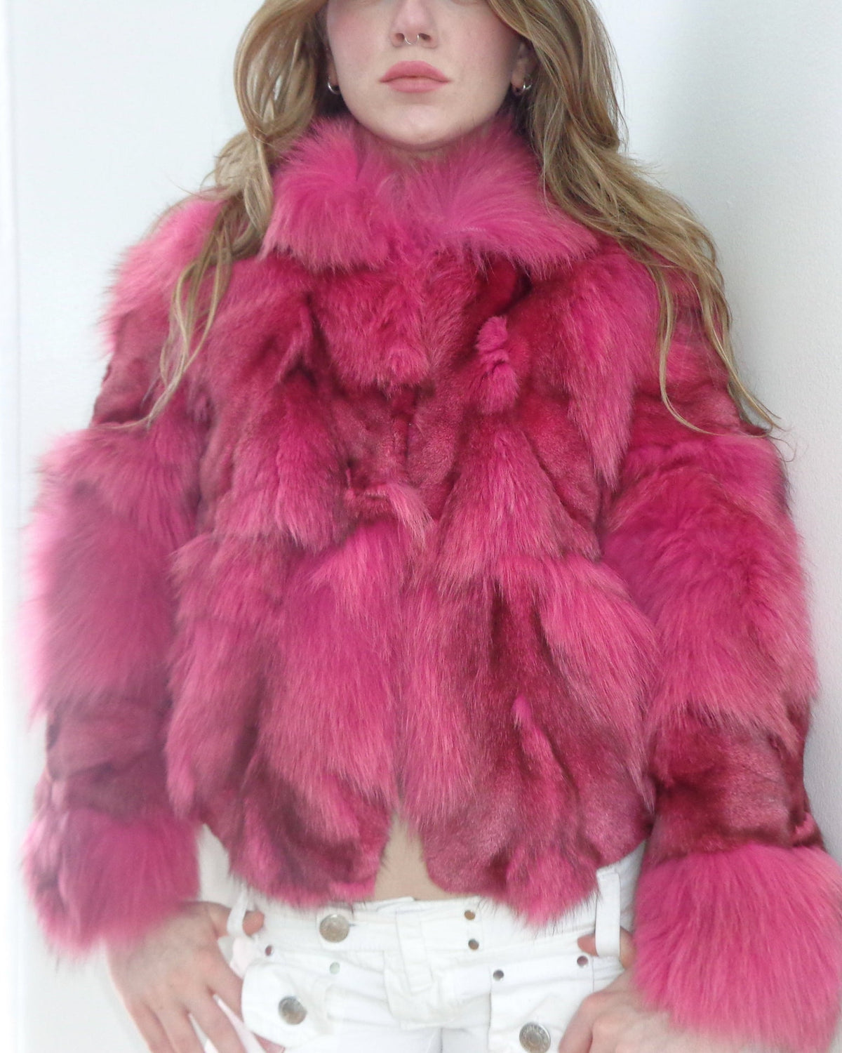 Hot Pink Fox Fur Coat