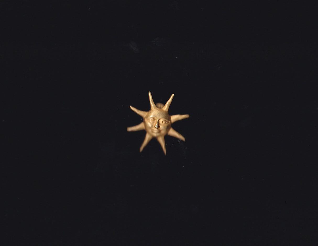 Gold Matte Sun Smiling Pin