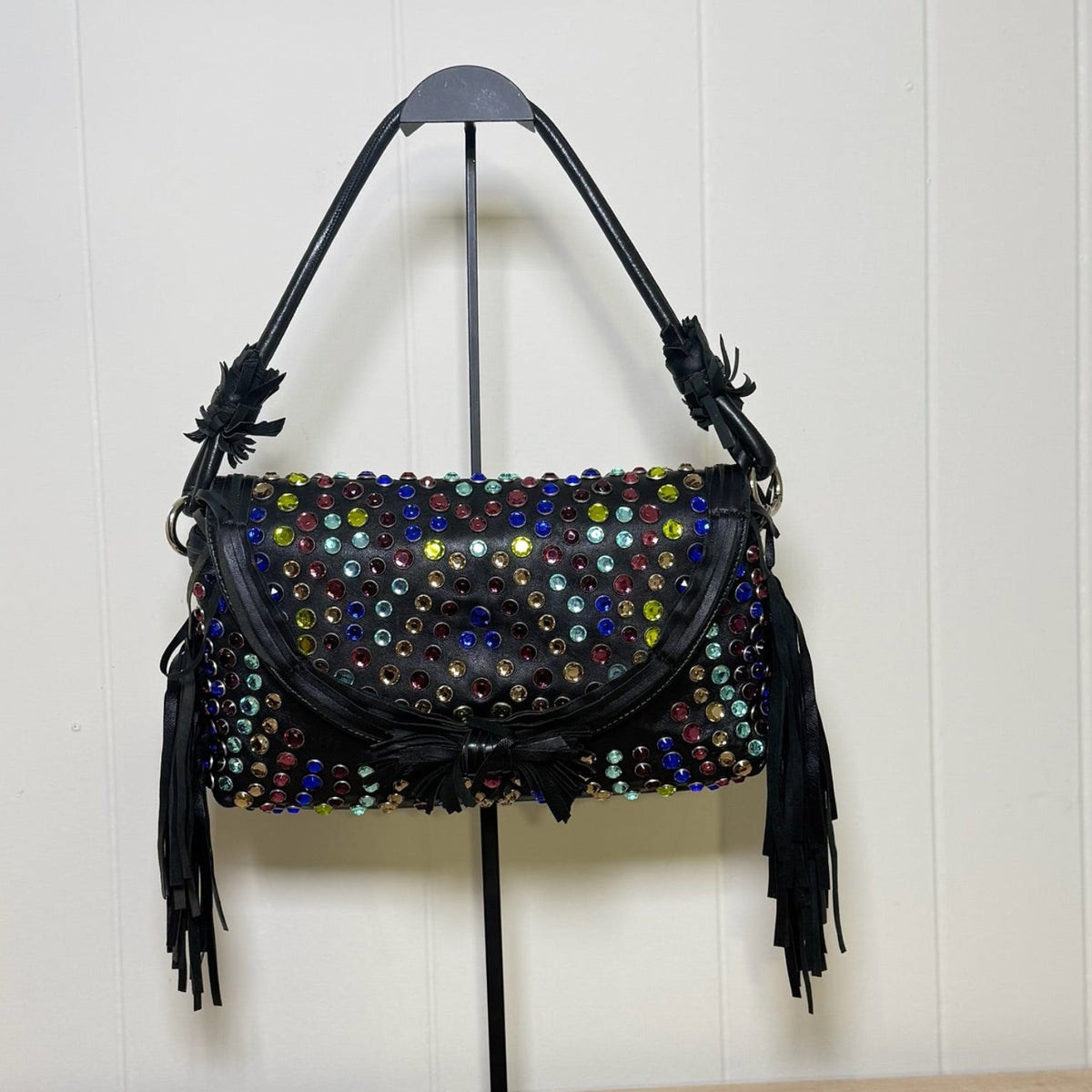 Sonia Rykiel Multicolor Gemstone Fringe Leather Shoulder Bag