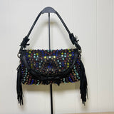 Sonia Rykiel Multicolor Gemstone Fringe Leather Shoulder Bag