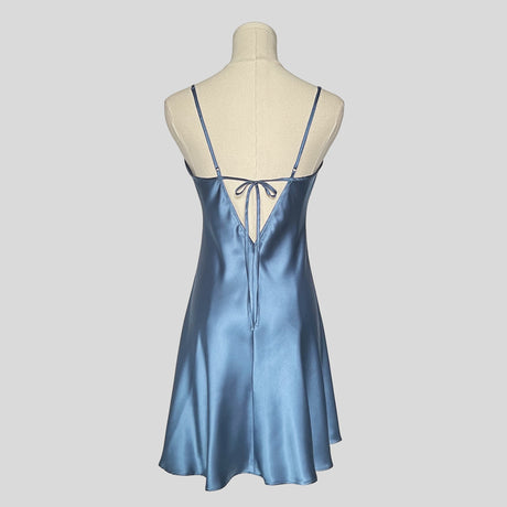 Lace trim slip dress in blue