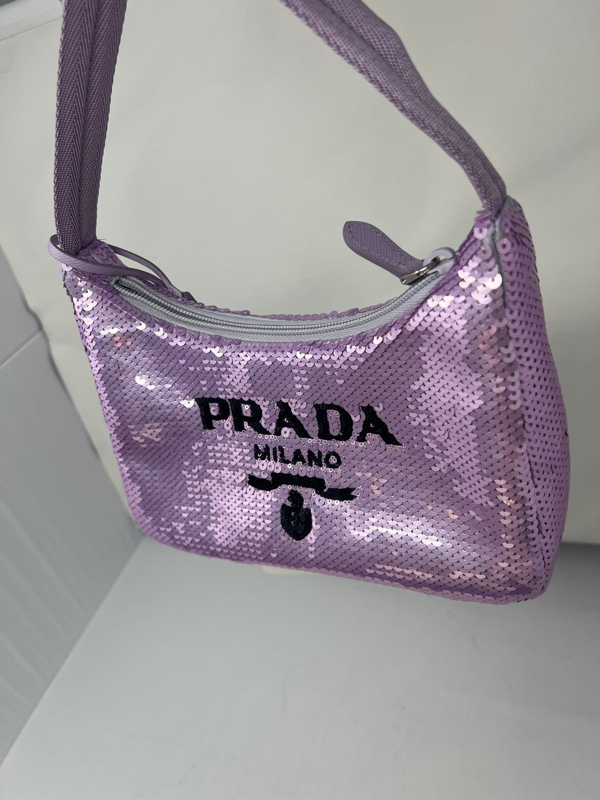 Prada Re-Edition 2000 Purple Sequin Paillettes Bag (comes in original box)