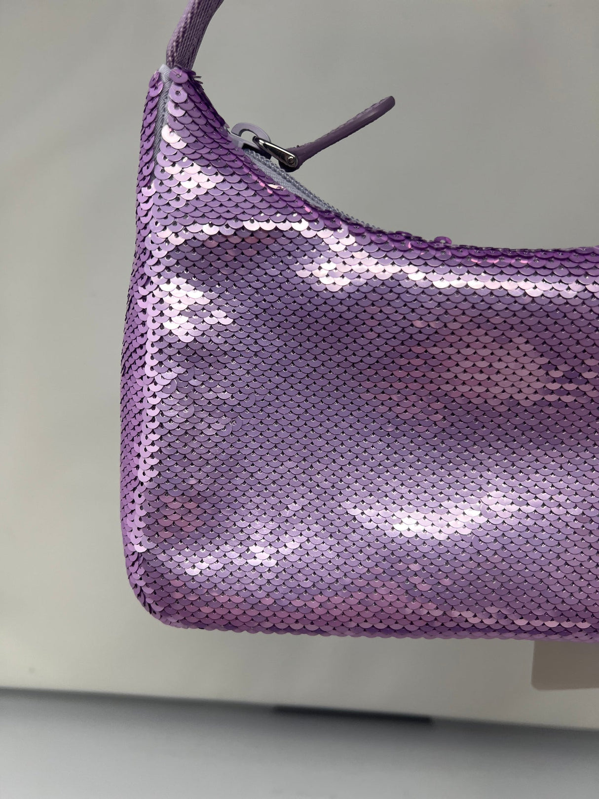 Prada Re-Edition 2000 Purple Sequin Paillettes Bag (comes in original box)