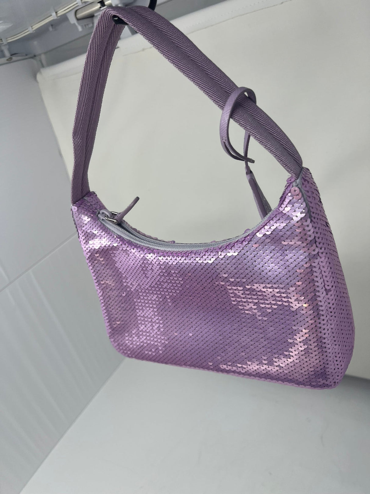 Prada Re-Edition 2000 Purple Sequin Paillettes Bag (comes in original box)