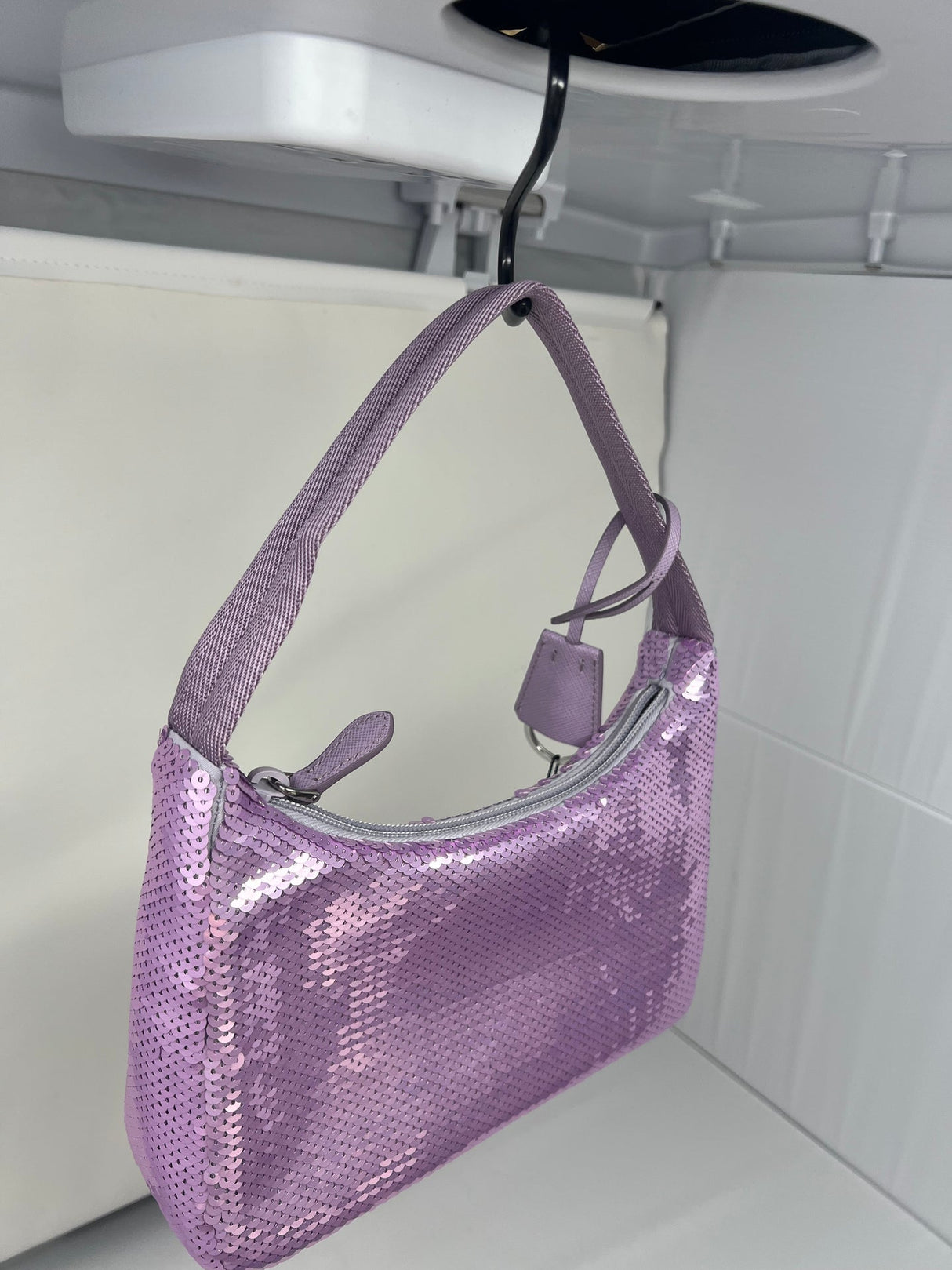 Prada Re-Edition 2000 Purple Sequin Paillettes Bag (comes in original box)