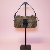 Fendi Zucchino Canvas Shoulder Bag Brown