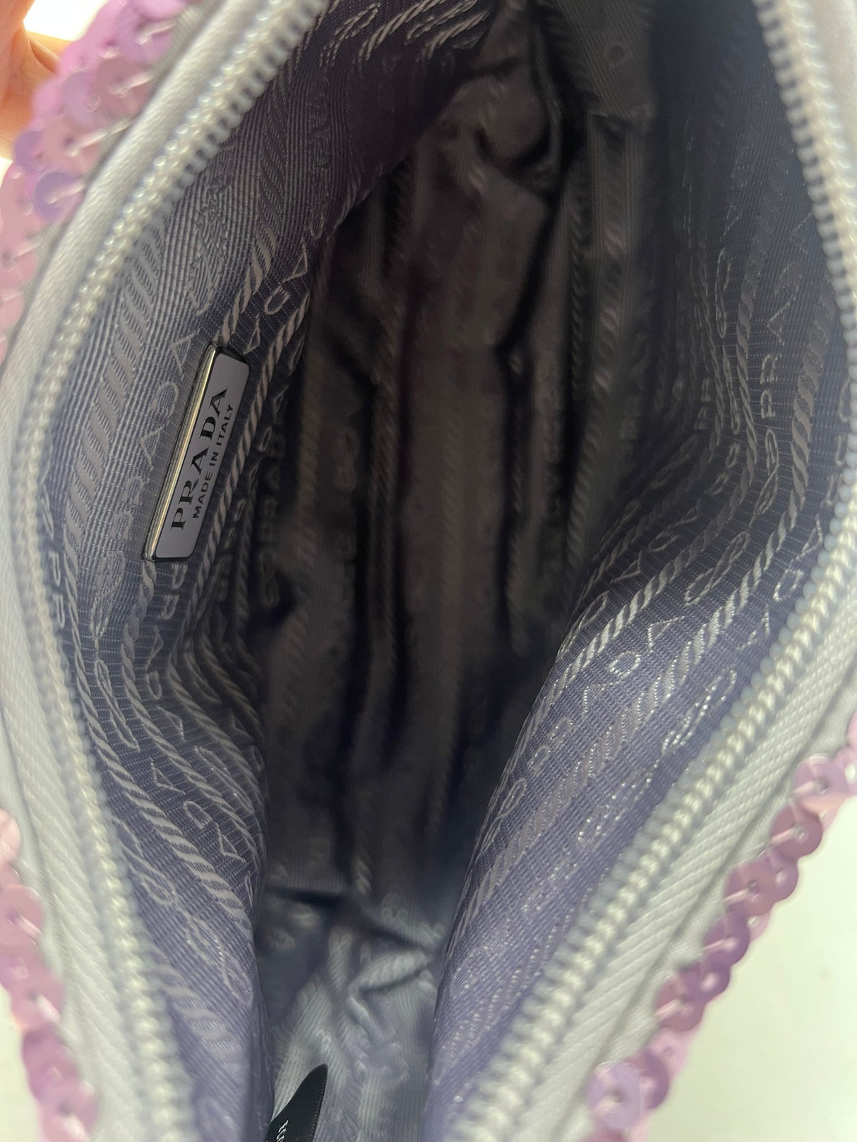 Prada Re-Edition 2000 Purple Sequin Paillettes Bag (comes in original box)