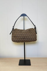 Fendi Zucchino Canvas Shoulder Bag Brown