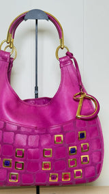 Christian Dior Jeweled Pink Leather Hobo Bag