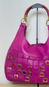 Christian Dior Jeweled Pink Leather Hobo Bag
