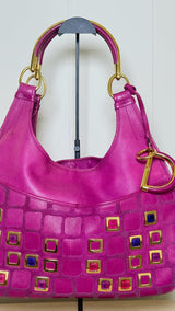 Christian Dior Jeweled Pink Leather Hobo Bag
