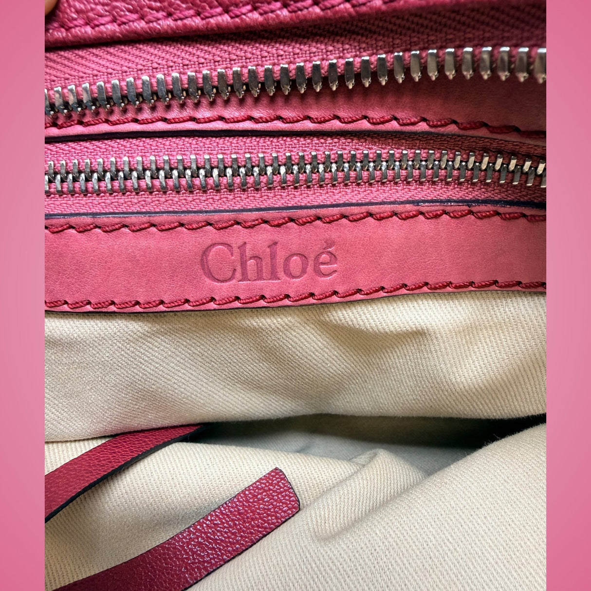 Chloe Pink Leather Kerala Top Handle Bag