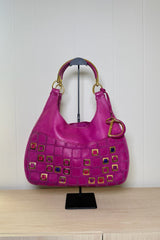 Christian Dior Jeweled Pink Leather Hobo Bag