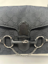 Gucci Black GG Canvas Horsebit Chain