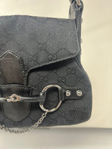 Gucci Black GG Canvas Horsebit Chain
