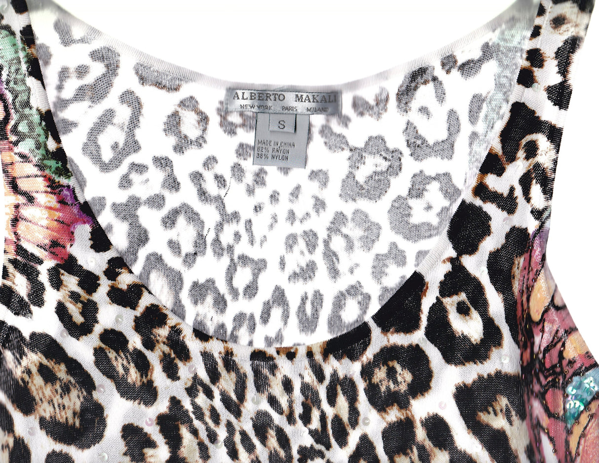 ALBERTO MAKALI Beaded Leopard Top and Cardigan Set